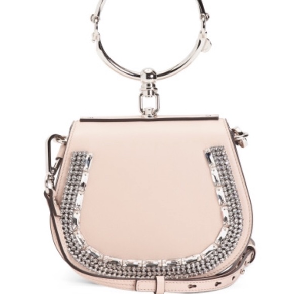 Chloe Nile Leather Shoulder Bag with Embellishment in Cement Pink (NWT) - Picture 2 of 12